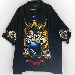 No Boundaries Vintage 8 Ball Dice Poker Vegas Button Up Shirt 3XL Y2K Streetwear